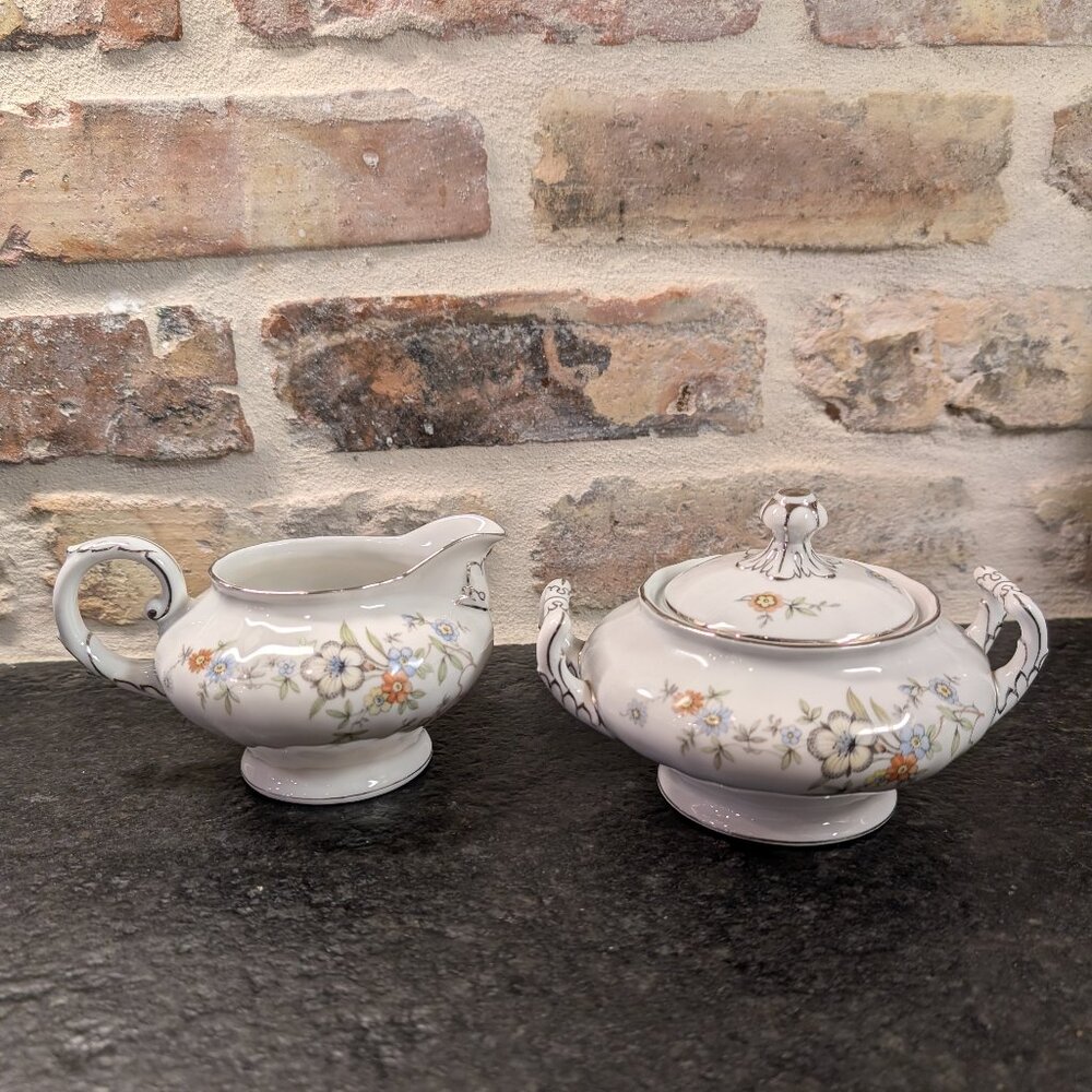 Franconia Selb Creamer & Sugar Sinfonette Barvaria Germany Floral Fine Vintage